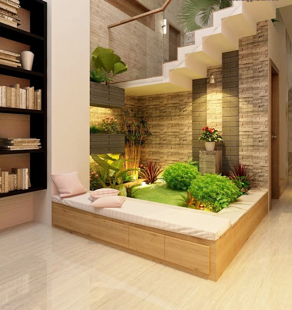 Giá thi công tiểu cảnh gầm cầu thang hết bao nhiêu tiền 1m2?